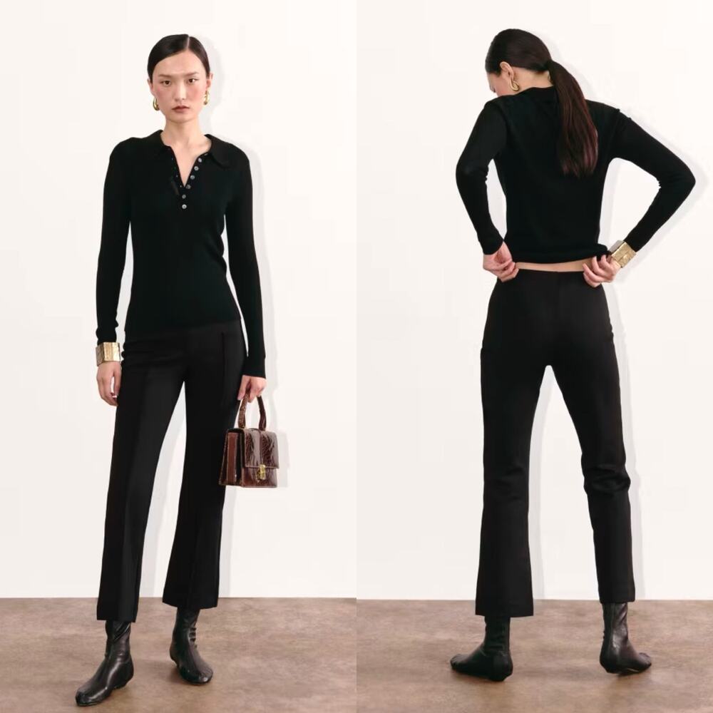 Everlane The Dream Pant Kick Flare Pants Black Women XS NWT Knit Elevated Basic